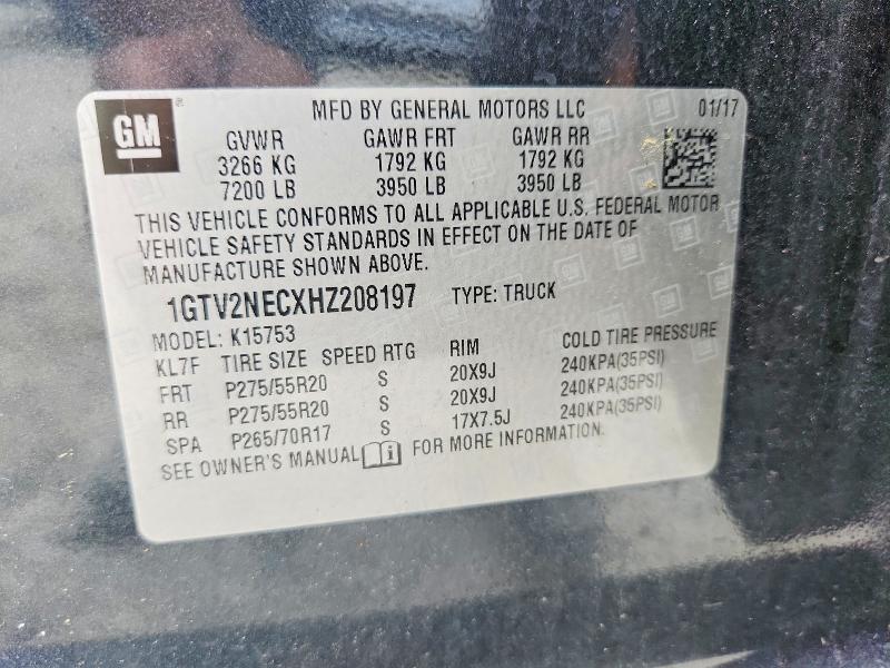 2017 Gmc Sierra მანქანა იყიდება აუქციონზე, vin: 1GTV2NECXHZ208197, აუქციონის ნომერი: 64737026