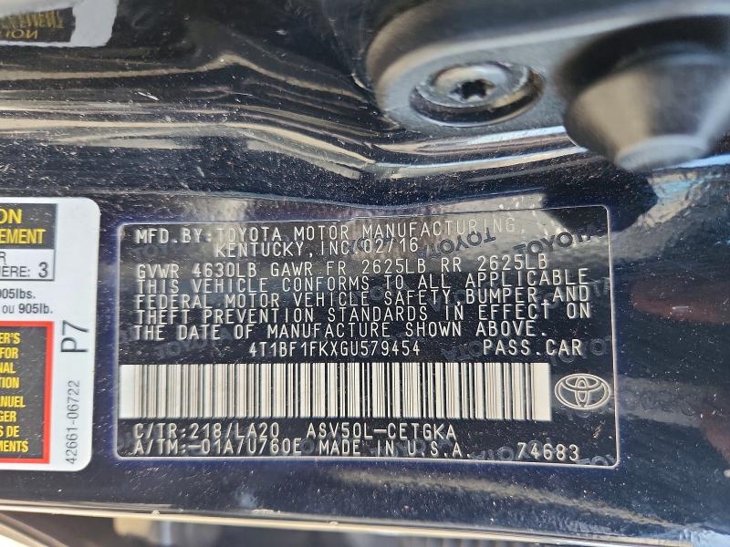 Продажа на аукционе авто 2016 Toyota Camry, vin: 4T1BF1FKXGU579454, номер лота: 63606576