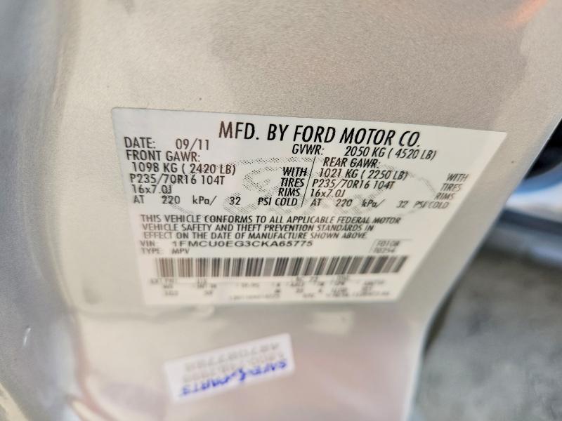 Продаж на аукціоні авто 2012 Ford Escape, vin: 1FMCU0EG3CKA65775, номер лоту: 63766216