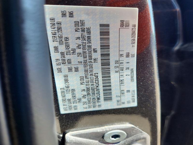 Продаж на аукціоні авто 2019 Ford Escape, vin: 1FMCU0J97KUC03473, номер лоту: 66460876