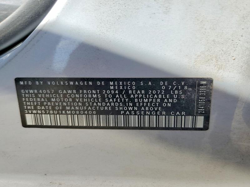 Aukcja sprzedaży 2019 Volkswagen Jetta, vin: 3VWN57BU1KM080406, numer aukcji: 65394136