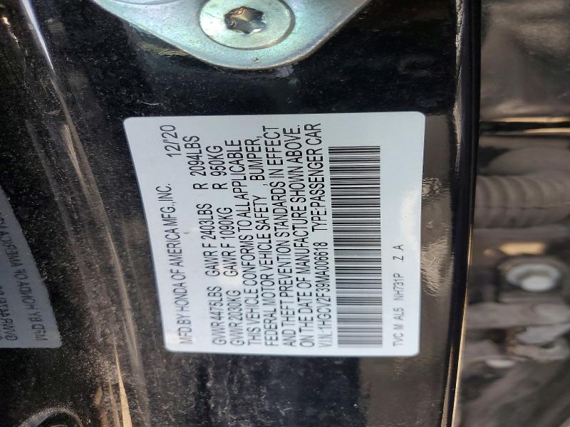 Продажа на аукционе авто 2021 Honda Accord, vin: 1HGCV2F39MA006618, номер лота: 66299706