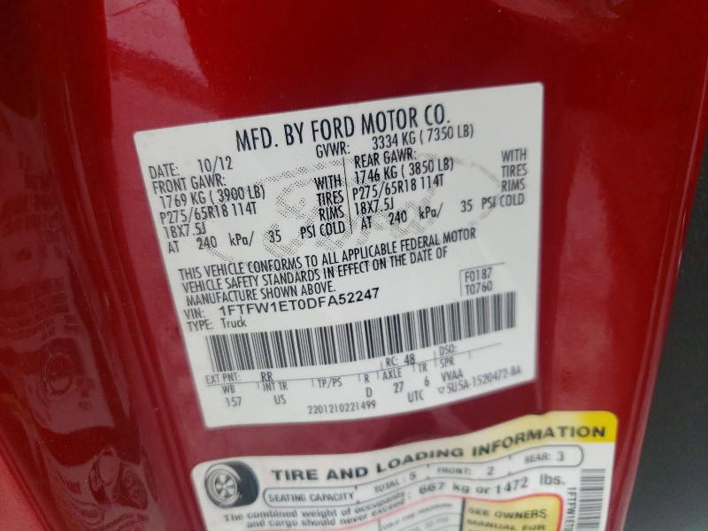 Продажа на аукционе авто 2013 Ford F150, vin: 1FTFW1ET0DFA52247, номер лота: 63513316