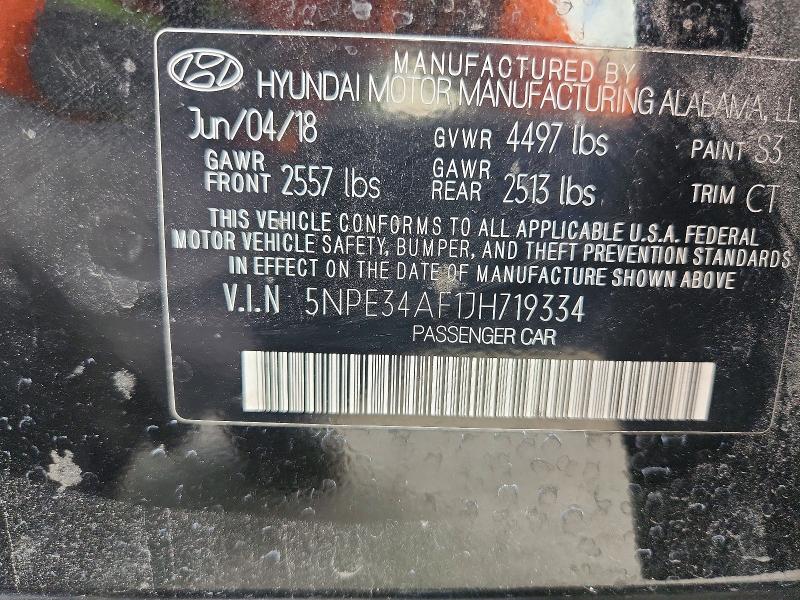 Aukcja sprzedaży 2018 Hyundai Sonata, vin: 5NPE34AF1JH719334, numer aukcji: 64847046