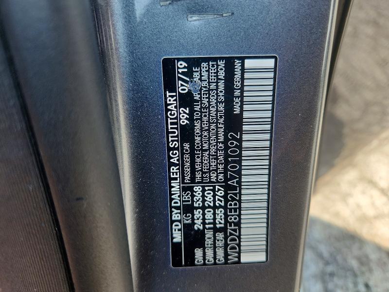 2020 Mercedes-benz E მანქანა იყიდება აუქციონზე, vin: WDDZF8EB2LA701092, აუქციონის ნომერი: 64418696