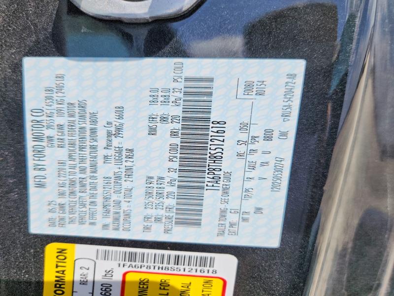 Продаж на аукціоні авто 2025 Ford Mustang, vin: 1FA6P8TH8S5121618, номер лоту: 61777186
