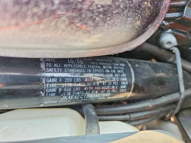 Aukcja sprzedaży 2011 Kawasaki Ex650, vin: JKAEXEC18BDA67649, numer aukcji: 64891616