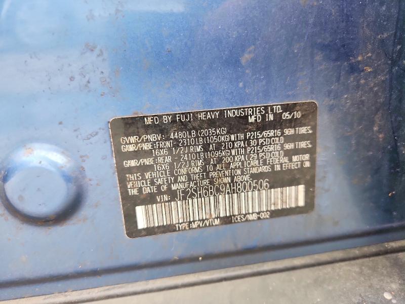 65893936 :رقم المزاد ، JF2SH6BC9AH800506 vin ، 2010 Subaru Forester مزاد بيع