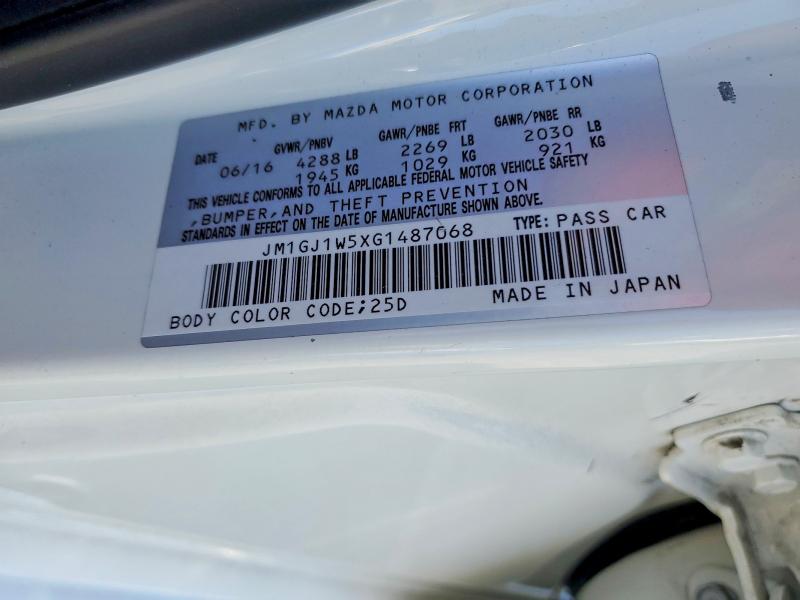 Продаж на аукціоні авто 2016 Mazda 6, vin: JM1GJ1W5XG1487068, номер лоту: 65211976