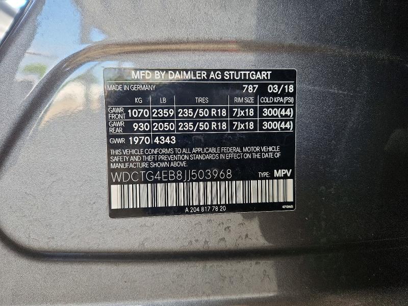 Продаж на аукціоні авто 2018 Mercedes-benz Gla, vin: WDCTG4EB8JJ503968, номер лоту: 64995646