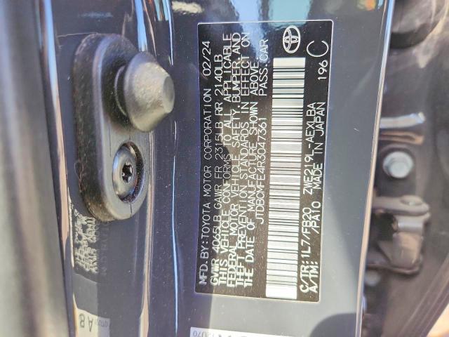 2024 Toyota Corolla Hybrid მანქანა იყიდება აუქციონზე, vin: JTDBCMFE4R3047361, აუქციონის ნომერი: 65873596