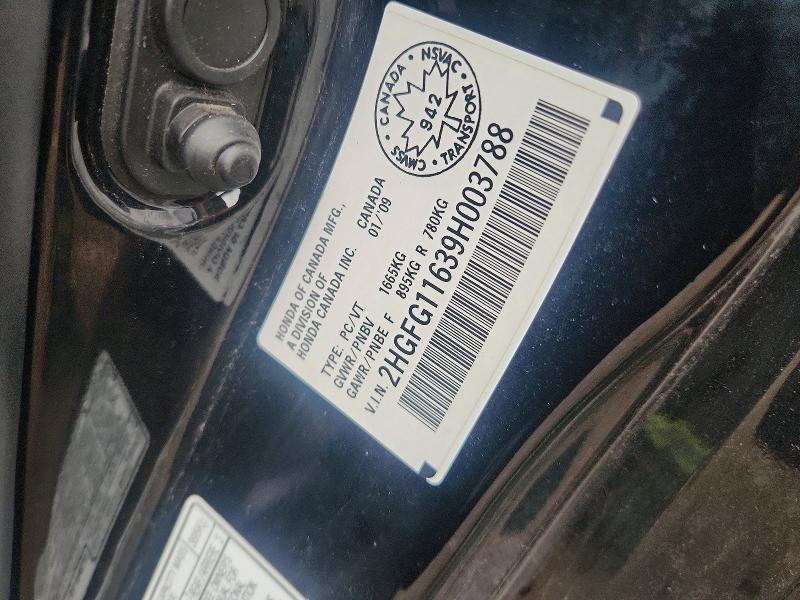 Продаж на аукціоні авто 2009 Honda Civic, vin: 2HGFG11639H003788, номер лоту: 65529766