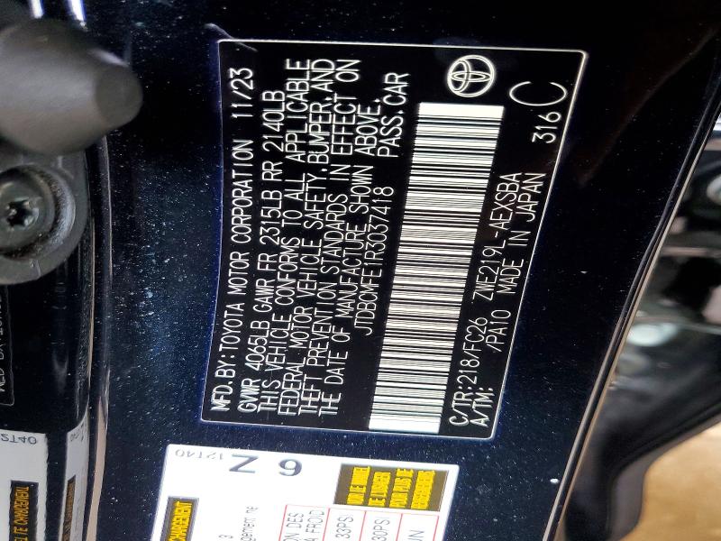 Aukcja sprzedaży 2024 Toyota Corolla Hybrid, vin: JTDBCMFE1R3037418, numer aukcji: 64197226