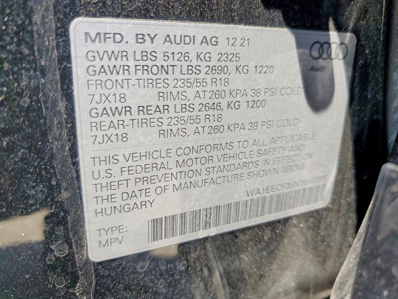 Продажа на аукционе авто 2022 Audi Q3, vin: WA1EECF35N1069207, номер лота: 63781886