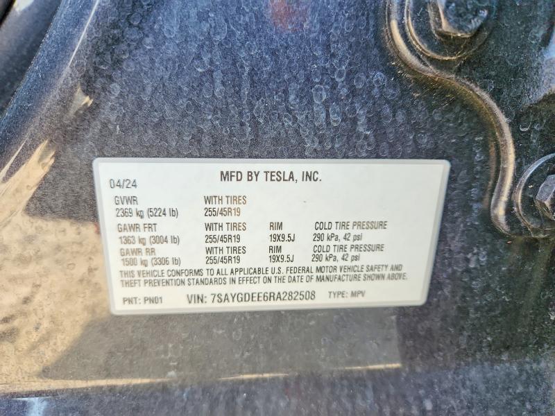 Aukcja sprzedaży 2024 Tesla Model Y, vin: 7SAYGDEE6RA282508, numer aukcji: 64198756