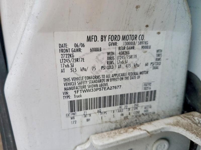 66981316 :رقم المزاد ، 1FTWW33P57EA27677 vin ، 2007 Ford F350 مزاد بيع