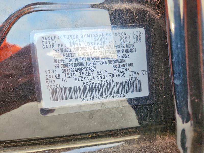 Aukcja sprzedaży 2015 Nissan Sentra, vin: 3N1AB7AP8FY374652, numer aukcji: 64600816