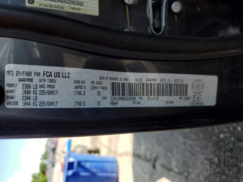 Aukcja sprzedaży 2016 Jeep Compass, vin: 1C4NJDAB8GD593989, numer aukcji: 65314056