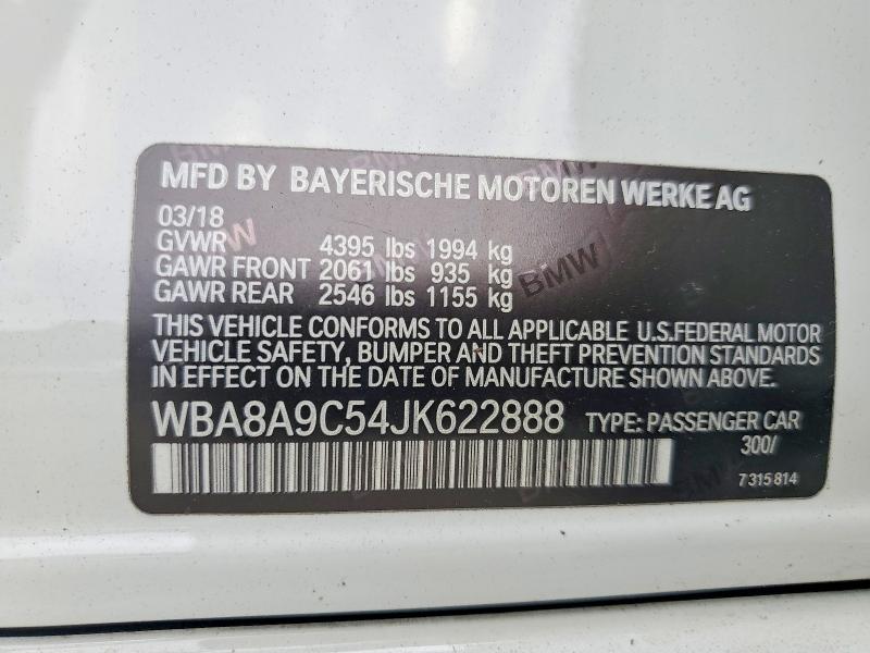 Aukcja sprzedaży 2018 Bmw 320, vin: WBA8A9C54JK622888, numer aukcji: 64232846