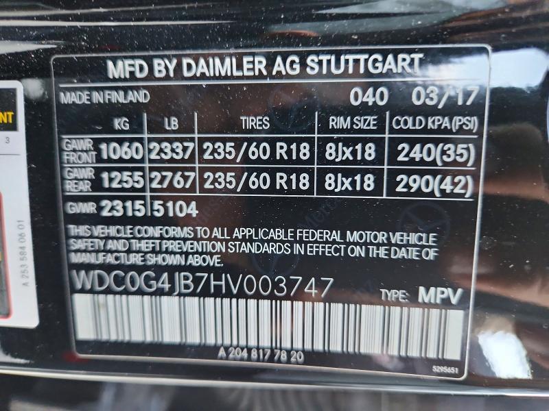 Aukcja sprzedaży 2017 Mercedes-benz Glc, vin: WDC0G4JB7HV003747, numer aukcji: 66111586