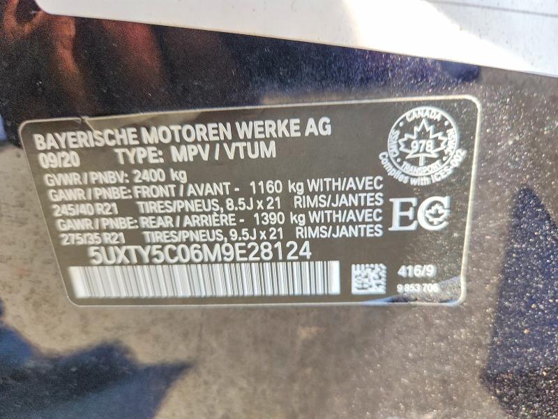 61448796 :رقم المزاد ، 5UXTY5C06M9E28124 vin ، 2021 Bmw X3 مزاد بيع