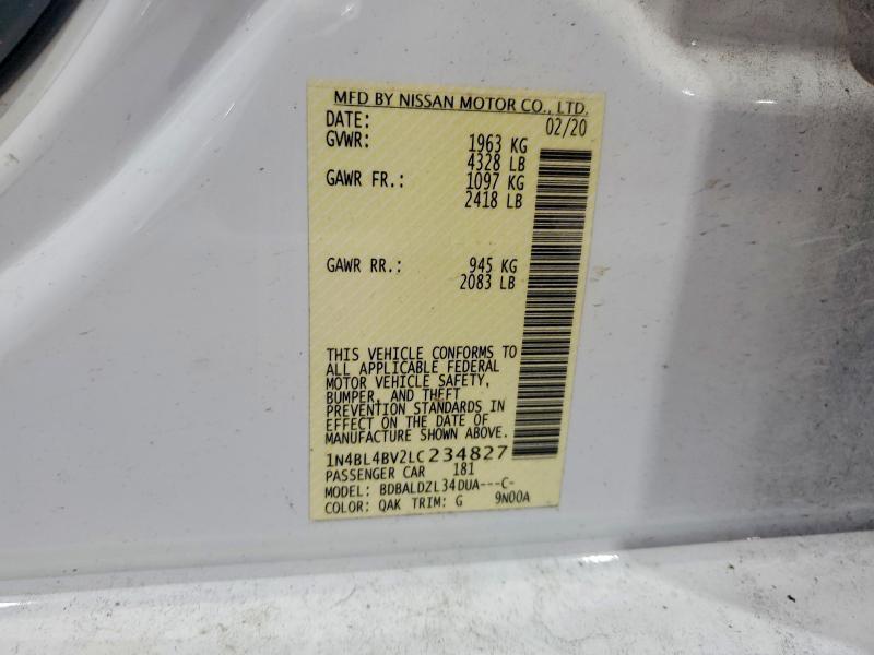 64900926 :رقم المزاد ، 1N4BL4BV2LC234827 vin ، 2020 Nissan Altima مزاد بيع