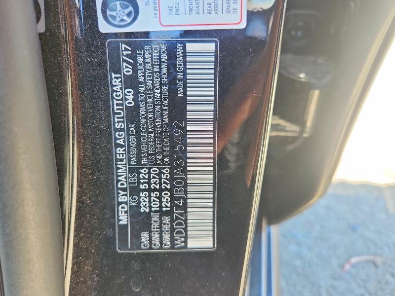 65204296 :رقم المزاد ، WDDZF4JB0JA315492 vin ، 2018 Mercedes-benz E مزاد بيع