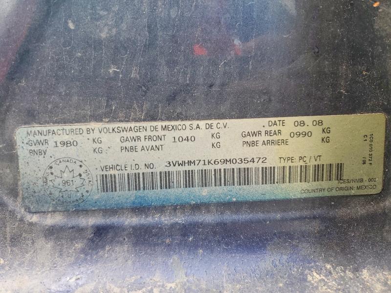 65010246 :رقم المزاد ، 3VWHM71K69M035472 vin ، 2009 Volkswagen Jetta مزاد بيع