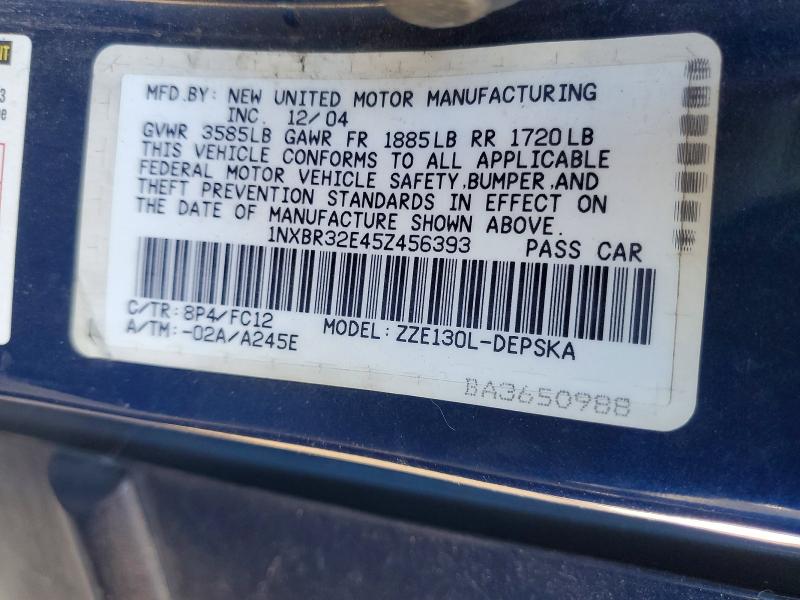 Aukcja sprzedaży 2005 Toyota Corolla, vin: 1NXBR32E45Z456393, numer aukcji: 65402176