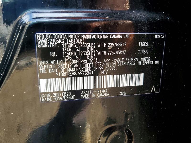 Aukcja sprzedaży 2018 Toyota Rav4, vin: 2T3BFREV8JW776941, numer aukcji: 65280396