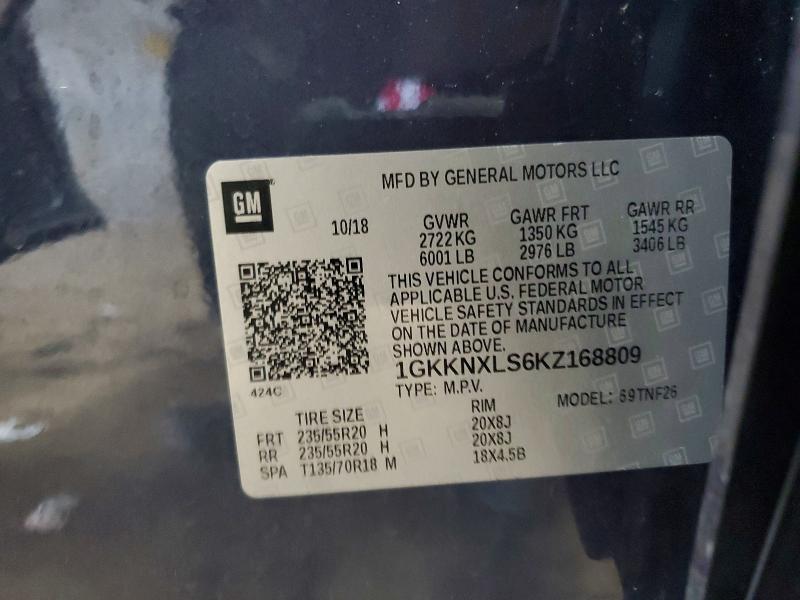 Aukcja sprzedaży 2019 Gmc Acadia, vin: 1GKKNXLS6KZ168809, numer aukcji: 65450926
