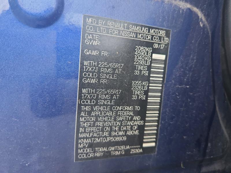66585936 :رقم المزاد ، KNMAT2MT0JP508909 vin ، 2018 Nissan Rogue مزاد بيع