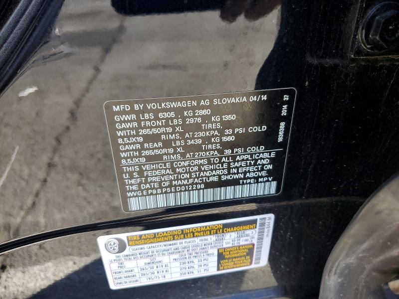 Продажа на аукционе авто 2014 Volkswagen Touareg, vin: WVGEP9BP5ED012298, номер лота: 63709926