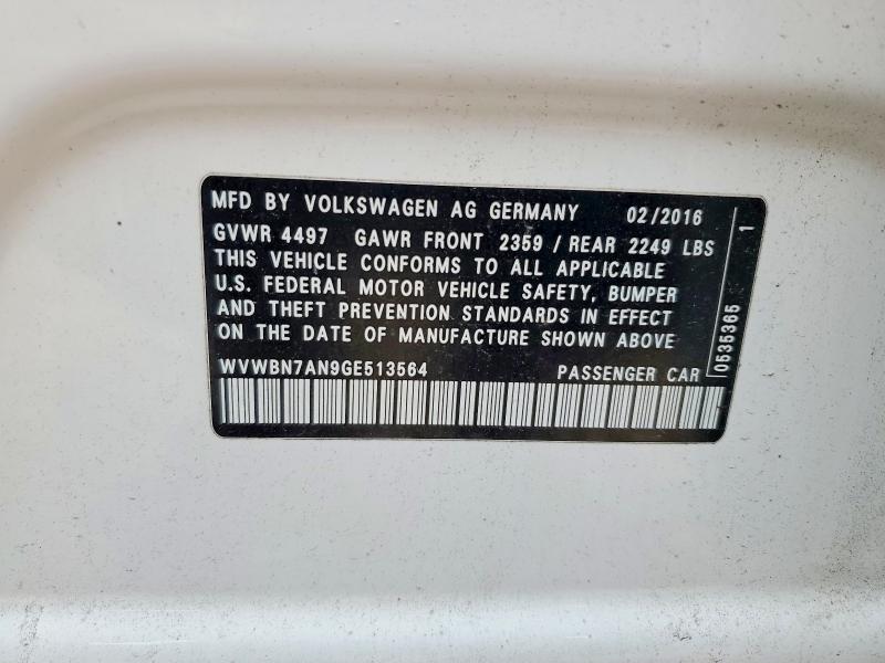 Продаж на аукціоні авто 2016 Volkswagen Cc, vin: WVWBN7AN9GE513564, номер лоту: 63417116