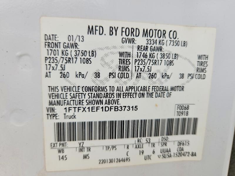 64207156 :رقم المزاد ، 1FTFX1EF1DFB37315 vin ، 2013 Ford F150 مزاد بيع