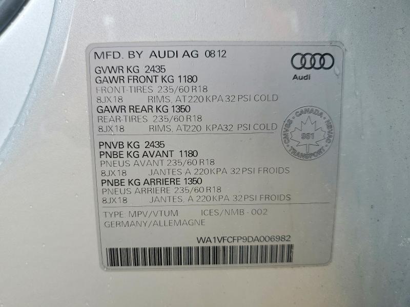 Продажа на аукционе авто 2013 Audi Q5, vin: WA1VFCFP9DA006982, номер лота: 62848056
