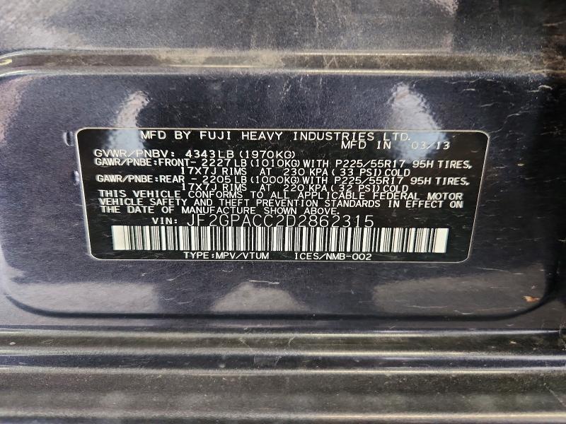 Продажа на аукционе авто 2013 Subaru Xv Crosstrek, vin: JF2GPACC2D2862315, номер лота: 63873266