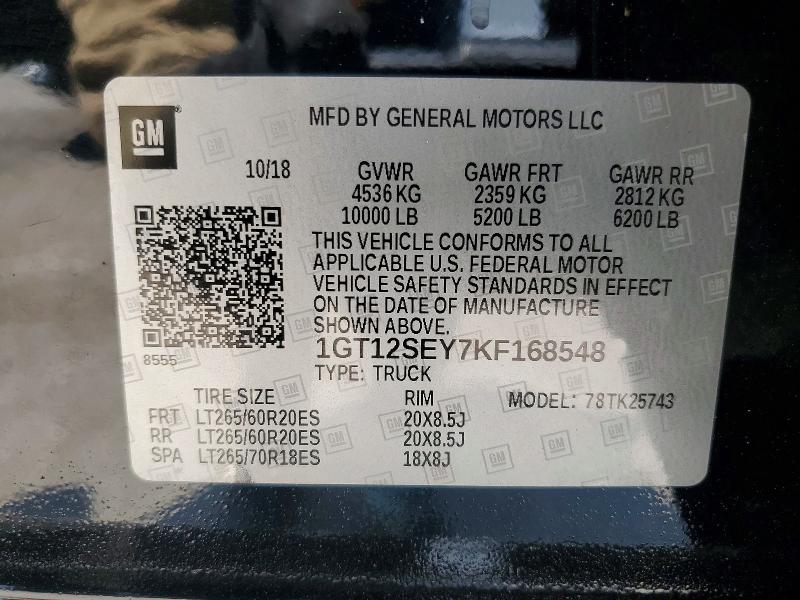 Продаж на аукціоні авто 2019 Gmc Sierra, vin: 1GT12SEY7KF168548, номер лоту: 64036486
