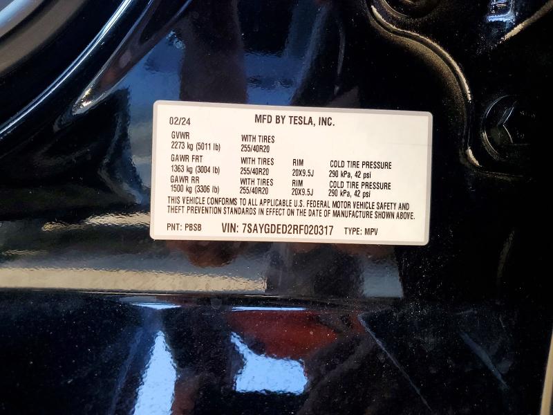 Продаж на аукціоні авто 2024 Tesla Model Y, vin: 7SAYGDED2RF020317, номер лоту: 64403346