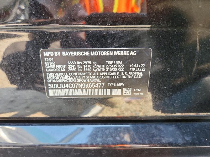 Aukcja sprzedaży 2022 Bmw X5, vin: 5UXJU4C07N9K65477, numer aukcji: 64819016