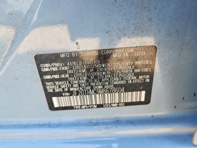 Продаж на аукціоні авто 2021 Subaru Crosstrek, vin: JF2GTHMC9M8678604, номер лоту: 62309446