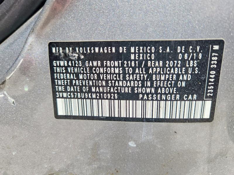 66249146 :رقم المزاد ، 3VWC57BU9KM210925 vin ، 2019 Volkswagen Jetta مزاد بيع