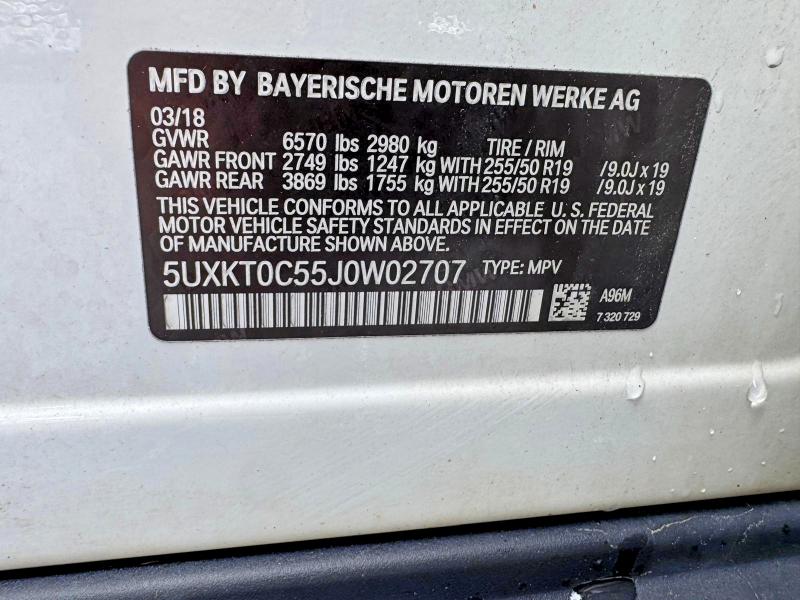 Продаж на аукціоні авто 2018 Bmw X5, vin: 5UXKT0C55J0W02707, номер лоту: 64011676