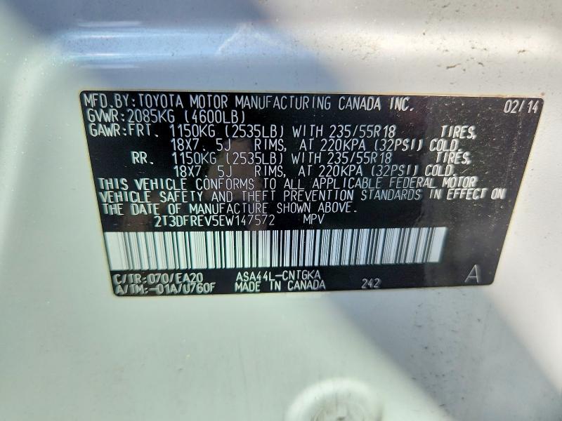 Продажа на аукционе авто 2014 Toyota Rav4, vin: 2T3DFREV5EW147572, номер лота: 64000616