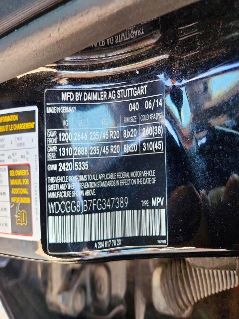 2015 Mercedes-benz Glk მანქანა იყიდება აუქციონზე, vin: WDCGG8JB7FG347389, აუქციონის ნომერი: 66287216