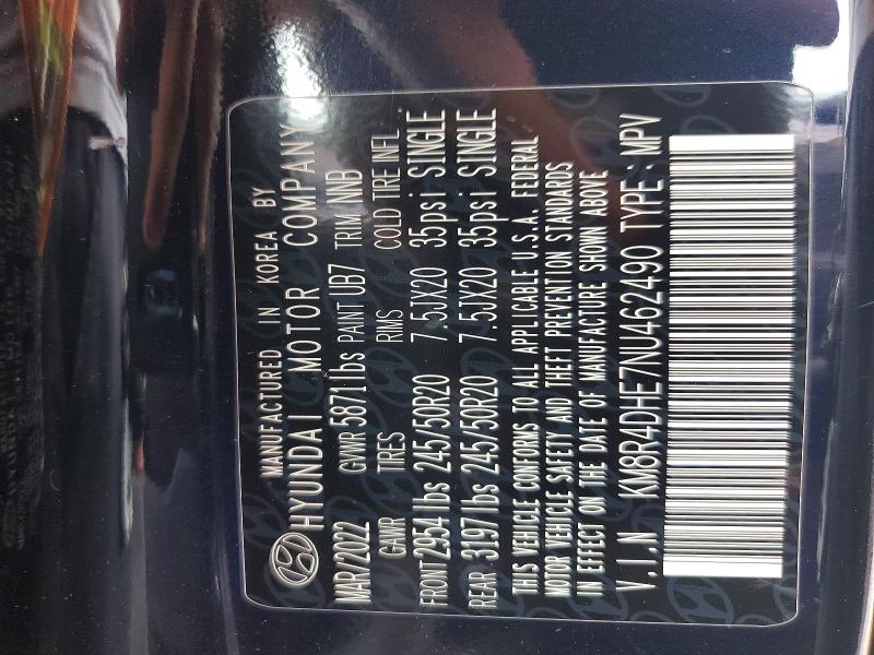 Продажа на аукционе авто 2022 Hyundai Palisade, vin: KM8R4DHE7NU462490, номер лота: 64102136