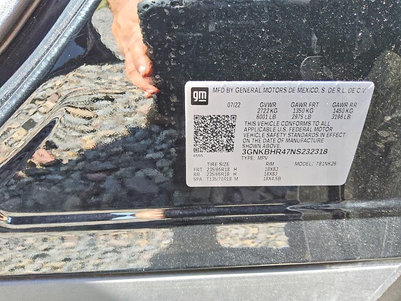66055376 :رقم المزاد ، 3GNKBHR47NS232318 vin ، 2022 Chevrolet Blazer مزاد بيع
