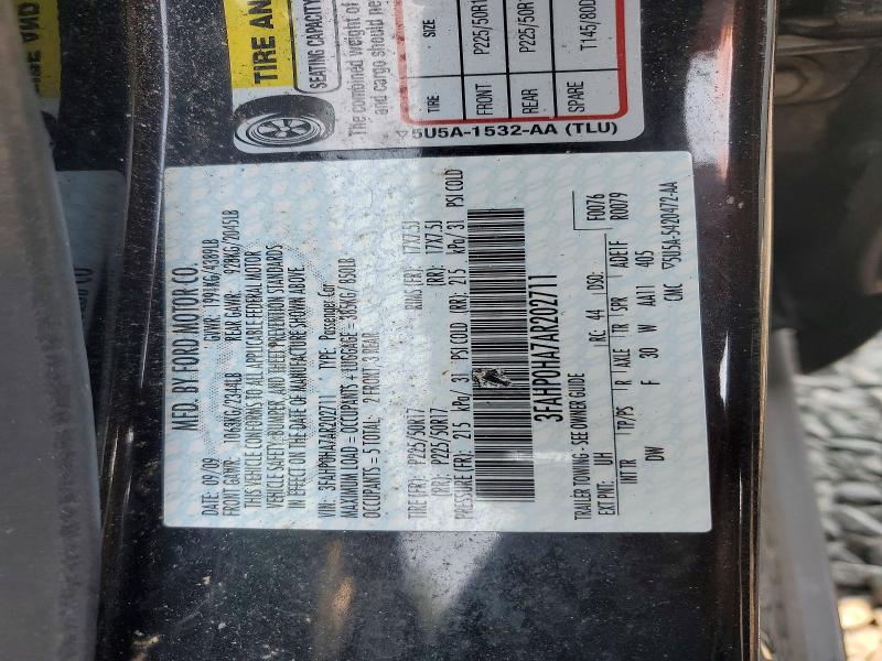 2010 Ford Fusion მანქანა იყიდება აუქციონზე, vin: 3FAHP0HA7AR202711, აუქციონის ნომერი: 65072186