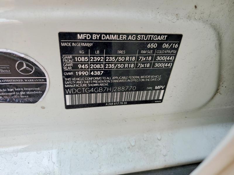 Aukcja sprzedaży 2017 Mercedes-benz Gla, vin: WDCTG4GB7HJ288770, numer aukcji: 65222766