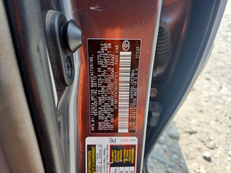 Aukcja sprzedaży 2013 Toyota Camry, vin: 4T1BF1FK7DU300151, numer aukcji: 63519076